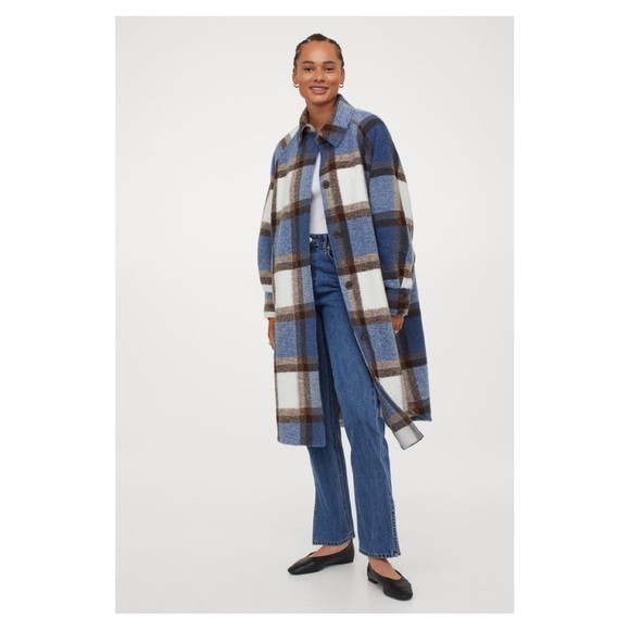 H&M Jackets & Blazers - 🏷️ SOLD • H&M • Oversized Coat Shacket in Blue Plaid • Small
